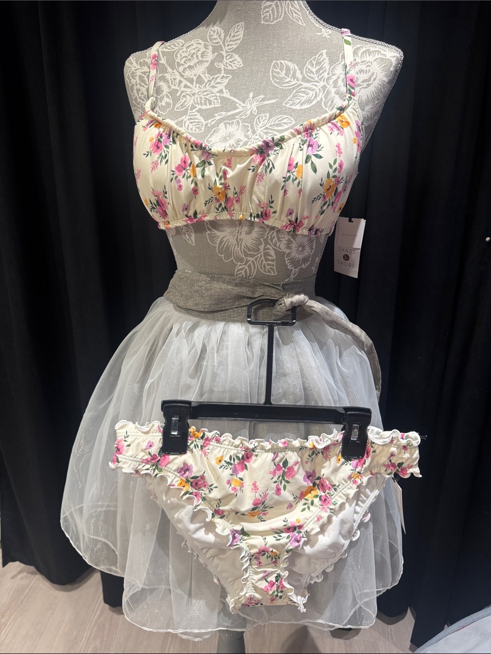 Shade & Shore Cream Floral Two-Piece bikini Set